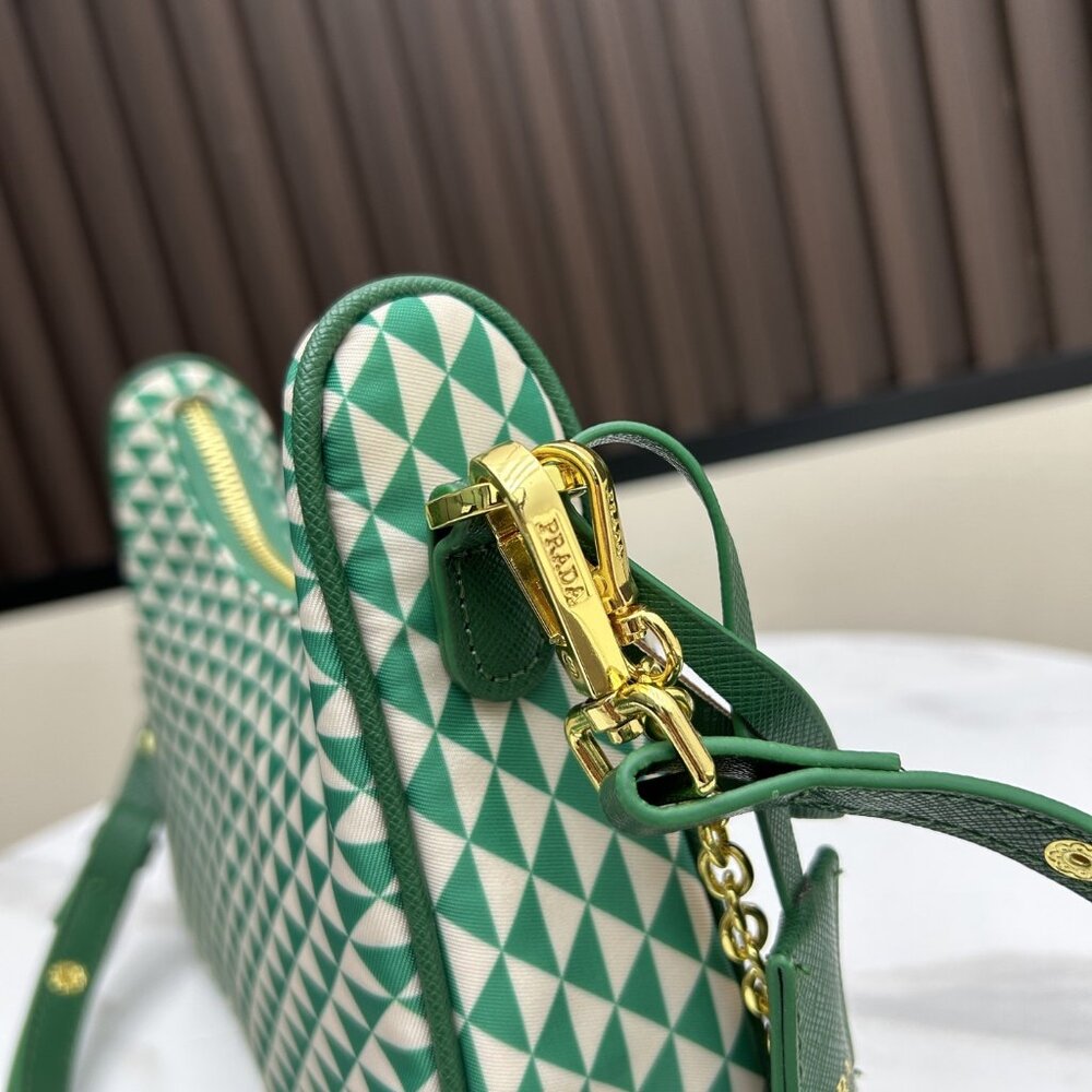 Prada Green & White Geometric Shoulder Bag - Picture 5 of 7
